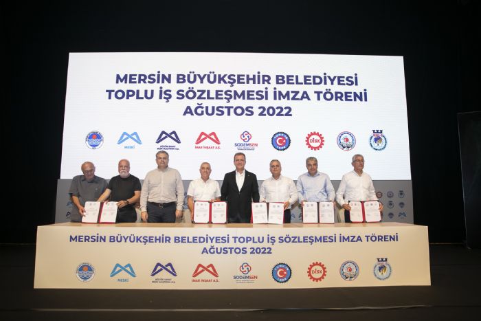 Mersin Büyükşehir, Belediye İş Ve Disk Genel İş Arasında Yapılan Toplu İş Sözleşmesi’nin İmzaları Atıldı